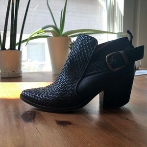 Woven Jeffrey Campbell black booties